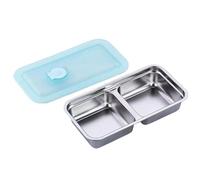 Récipient À Goûter - Acier Inoxydable 304 20x10,5x4cm | Boîte | Stockage Alimentaire | Boîtier Métallique Avec Couvercles | Lunchbox Double Compartiment Pour École Bureau Pique-nique Et Préparat