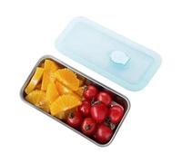 Récipient À Goûter - Acier Inoxydable 304 20x10,5x4cm | Boîte | Stockage Alimentaire | Boîtier Métallique Avec Couvercles | Lunchbox Double Compartiment Pour École Bureau Pique-nique Et Préparat