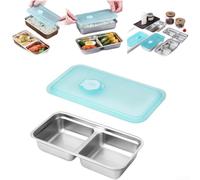 Récipient à goûter portable en acier inoxydable avec compartiments divisés et couvercle hermétique fiable pour un transport quotidien (1 lot)