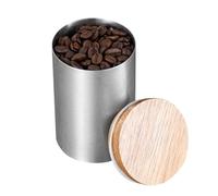Récipient à grains de café en acier inoxydable, pot à café,Bidon à sel de 250 ml avec couvercle en bois - Récipient alimentaire pour garde-manger, sucre, thé, grains de café, noix, biscuits