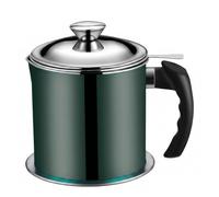 Récipient à graisse de bacon avec passoire, récipient d'huile de cuisson 1, 3 L, séparateur graisse cuisine en acier inoxydable avec poignée et couvercle résistants à la chaleur, vert ;