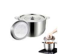 Récipient à graisse en acier inoxydable - Pot de stockage d'huile de 2 L, passoire à graisse de bacon avec filtre à mailles fines, support de jus de cuisson pour friture, utilisation en camping pour l