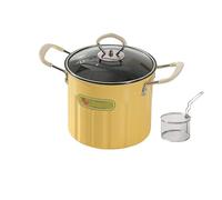 Récipient à graisse multifonction avec passoire, panier à frire en acier inoxydable avec panier à frire profond et couvercle, récipient à graisse en acier inoxydable (jaune, 3 l)