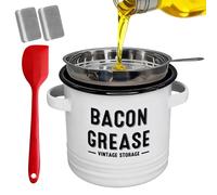 Récipient à Graisse pour Cuisine - Pot en Émail Grande Capacité | Récipient à Graisse de Bacon avec Passoire | Pour Cuisson Four Rôtissage Friture Camping Vacances Restaurant