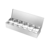 Récipient à ingrédients en acier inoxydable ROGONPDK - 6 inserts - Récipients de catering et de garniture avec couvercle - Capacité de 450 ml/0,119 gal par compartiment amovible et nettoyable - Pour