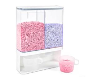 Récipient à lessive en plastique PS+PP 1500 ml Blanc Taille L | Peut contenir des boosters de parfum, des perles de lessive, du sel de mer, du riz ; pas de liquides ; capacité de 1000 ml