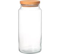 Récipient à provisions en verre avec couvercle en bois - 1400 ml | ø 9,6 x 22 cm | Récipient à provisions en verre avec couvercle - Transparent