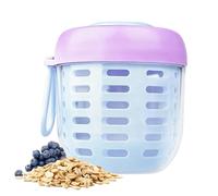 Récipient à salade, 500 ml de contenants réutilisables anti-goutte avec poignée - récipients de stockage de fruits au réfrigérateur avec passoire amovible, pour fête, bureau, voyage, camping, All