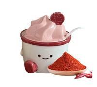 Récipient à sel - Bol mignon en céramique avec couvercle et cuillère, récipient à sel de mer | pour cuisine, maison, salle de bain, table, pâtisserie, salle à manger, cuisine, maison, extérieur, bar