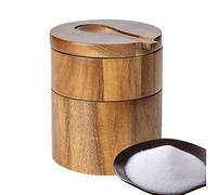 Récipient à sel en bois - Boîte de rangement en bois avec couvercle pivotant magnétique | Bol de cave à sel, support de sel de cuisine, support rond pour poivre, assaisonnement, bain, sel de mer
