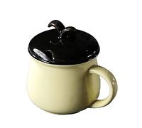 Récipient à sucre for café, petit déjeuner, thé de l'après-midi, sucrier en céramique, pot rangement mignon couleur unie européenne, porcelaine avec cuillère, sel, for C(Light Yellow,Black lid)