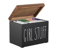 Récipient à tampon - Organisateur de produits féminins, porte-serviettes hygiéniques pour rangement discret, boîte distributrice de salle de bain, article de comptoir avec couvercle, composant