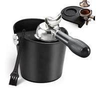 Récipient à taper pour porte-filtre, grande boîte à Knock Box, récipient à marc de café avec barre de frappe en métal amovible et tapis de tampon à café en silicone