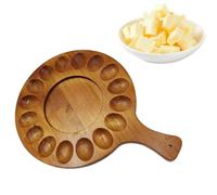 Récipient À Œufs Farcis - Plateau Rond En Bois Avec Poignée, Plateau De Service 16 Trous, Planche De Charcuterie Réversible, Assiette À Œufs Pour Fromage, Apéritifs, Hors-d'œuvre | Accessoire De Servi