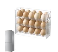 Récipient à œufs - Support de réfrigérateur rabattable à 3 couches, bac de rangement empilable transparent en PET pour porte latérale, plateau rotatif unique | Organisateur de table de comptoir de