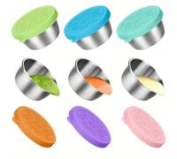 Récipient à Vinaigrette et Sauce - 6pcs Petit Bacs à Crème Glacée, Tasses en Acier Inoxydable Avec Couvercles - Boîte à Alimentaire Dressing Réutilisables