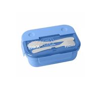 Récipient Alimentaire 700ml 3 Compartiments avec Cuillère et Fourchette, Bleu