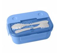 Récipient Alimentaire 700ml 3 Compartiments avec Cuillère et Fourchette, Bleu