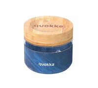 Récipient Alimentaire 820ml Déco Grain du Bois avec Couvercle en Bambou Bleu