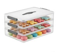 Récipient alimentaire à 3 étages en plastique PP pour biscuits, collations, fruits, cupcakes et friandises maison (niveau 3)
