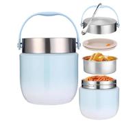Récipient alimentaire chaud - 1200 ml en acier inoxydable, déjeuner isolé en acier, découverte de fuites stockage de repas portable, bol de chauffage thermique à double paroi | Porte-dîner de voyage