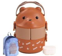 Récipient alimentaire chaud pour déjeuner | Boîte alimentaire double couche anti-fuite en forme d'ours à lunettes - Conteneur portable de grande capacité, empilable et étanche