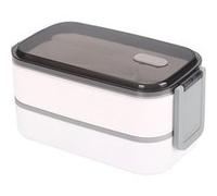 Récipient Alimentaire Double Compartiment 2 Niveaux avec Couvercle Hermétique Cheffinger Blanc / Gris Blanc / Gris