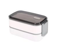 Récipient Alimentaire Double Compartiment 2 Niveaux, Couvercle Hermétique/Gris