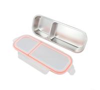 Récipient alimentaire en acier inoxydable avec 3 sections et design anti-fuite, convient pour les collations, les fruits et l'emballage du déjeuner (2 compartiments)