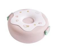 Récipient alimentaire en forme de beignet, passe au micro-ondes, boîte à goûter de dessin animé, boîte à bento anti-fuite pour l'école, le bureau, le pique-nique, le voyage (rose)