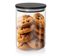 Récipient alimentaire en verre - Orion - 600 ml - Verre borosilicate - Couvercle bambou noir - Joint silicone - Étanche