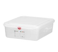 Récipient alimentaire GN 1/2 avec étiquette et couvercle, 4 l, 325 x 265 x 65 mm