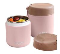 Récipient alimentaire isotherme et étanche - Bocal alimentaire isotherme en acier inoxydable avec cuillère pliante, anti-fuite, isotherme sous vide, bol portable de qualité alimentaire, sans BPA (rose