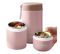 Récipient alimentaire isotherme étanche en acier inoxydable avec cuillère pour l'école, le travail, le pique-nique (rose, double couche)