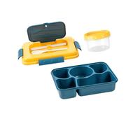 Récipient alimentaire isotherme multi-usage avec sections séparées Support à soupe Ustensiles Passe au micro-ondes pour repas chauds Récipient de préparation des repas en polypropylène avec ustensiles