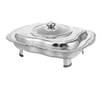 Récipient Buffet à Quatre Pieds en Acier Inoxydable pour Service | Argenté, Résistant à Chaleur, Présentation des Aliments, Rangement Pratique, Usage Repas Familial et Restauration
