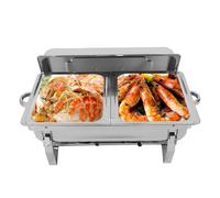 Récipient Chauffant à Double Grille en Acier Inoxydable pour Buffet - Plateau Repas Chauffé - avec Support Pliable, CHAUFFE-PLAT