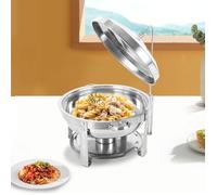 Récipient Chauffant pour Buffet 7.5L - Chauffe de Buffet Ronde en Acier Inoxydable avec Couvercle , PLAT DE SERVICE