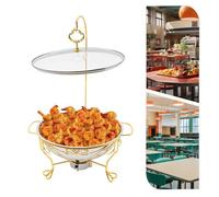 Récipient Chauffant pour Buffet 9L (Doré) - Chauffe de Buffet Élégant Ronde en Acier Inoxydable avec Couvercle, PLAT DE SERVICE