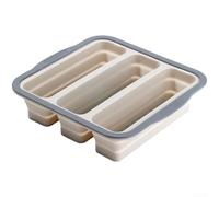 Récipient compact en silicone pliable à plat et compartiments intégrés pour la préparation de la cuisson et le stockage des aliments (gris)