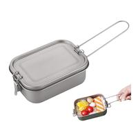 Récipient de camping - Boîte alimentaire en métal avec couvercle scellé, étanche | Récipient prêt à chauffer au feu, boîte en titane avec poignée pliable pour la randonnée et la préparation des repas
