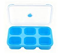 Récipient de congélation en silicone de 750 ml avec couvercle, grand bac à soupe, bac à glaçons, plateau de congélation, pour soupe, bouillon, sauce, glaçons, bleu ciel (6 grilles)