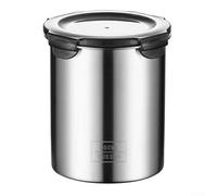 Récipient de conservation alimentaire en acier inoxydable avec ouverture ronde et joint hermétique en silicone pour un rangement pratique du café, des épices, et plus (900 ml)