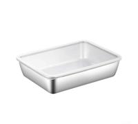 Récipient de conservation alimentaire rectangulaire en acier inoxydable pour cuisine, restaurant - Plateau antirouille pour la cuisson, les grillades, le refroidissement (B)