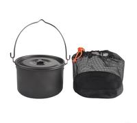 Récipient de cuisine d'extérieur léger en aluminium anodisé dur 4 l avec sac en maille et couvercle noir (couvercle noir)