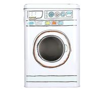 Récipient de détergent à lessive en poudre de grande capacité en forme de machine à laver avec fenêtre en perspective, boîte de rangement en fer pour salle de bain, usage