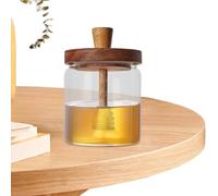Récipient de en verre - Ensemble de pot de à couvercle en bois, pot de rangement décoratif | Dispensateur de sirop de 500 ml durable, Organisateur de cuisine hermétique transparent, pour la