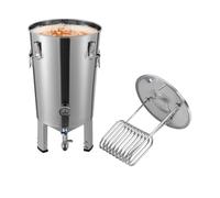 Récipient de fermentation en acier inoxydable, réservoir de fermentation de 32 l, fond conique, tuyau de refroidissement intégré (4,7 m), thermomètre (0-40 °C), tubes de fermentation, 4 clips de