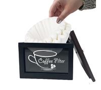 Récipient de filtre à café en bois - Matériau de finition naturelle, couvercle anti-poussière, capacité compacte, qualité de construction robuste | Rangement du papier, utilisation d'une station de ca