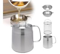 Récipient de filtre à huile polyvalent de grande capacité en acier inoxydable 304, réservoir de filtre à huile divisé amovible, couvercle anti-poussière + panier frit + filtre à huile + pot à huile